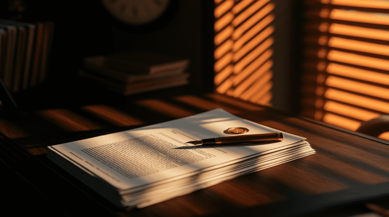 the pen and the book on table